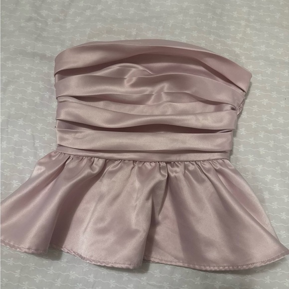 Pink Strapless Peplum Top - Picture 1 of 2